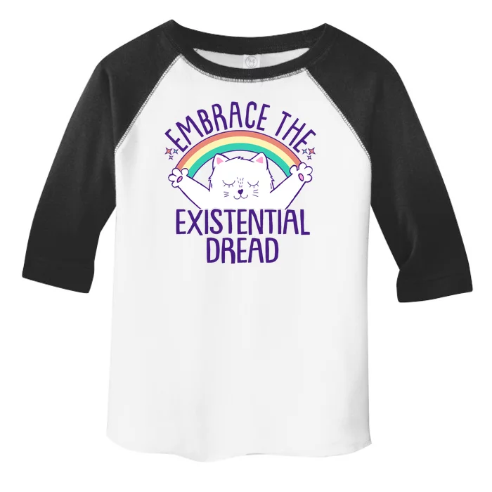 Funny Cat Embrace The Existential Dread Toddler Fine Jersey T-Shirt