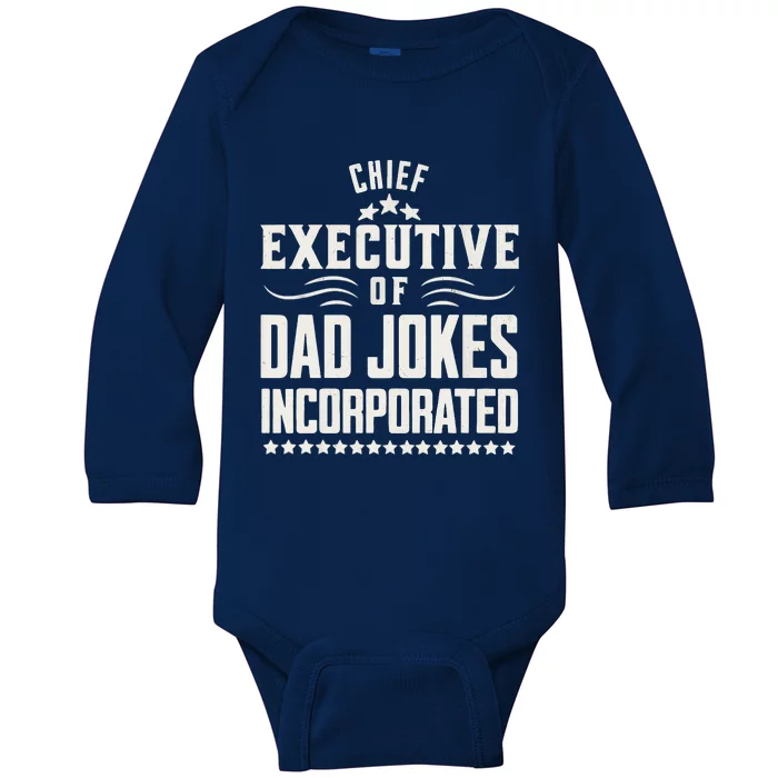 Funny Chief Executive Of Dad Jokes Incorporated Baby Long Sleeve Bodysuit