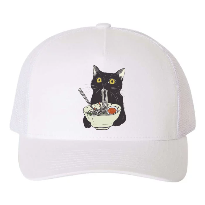 Funny Cat Eating Ramen Vintage Japanese Noodles Yupoong Adult 5-Panel Trucker Hat