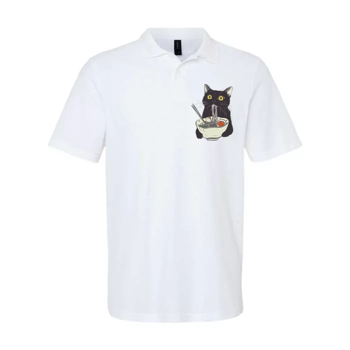 Funny Cat Eating Ramen Vintage Japanese Noodles Softstyle Adult Sport Polo