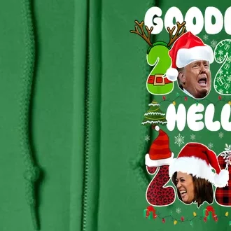 Funny Christmas Eve Goodbye Trump 2024 Hello Kamala 2025 Gift Full Zip Hoodie