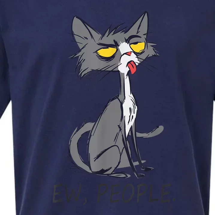 Funny Cat Ew People Meowy Cat Lovers Sueded Cloud Jersey T-Shirt