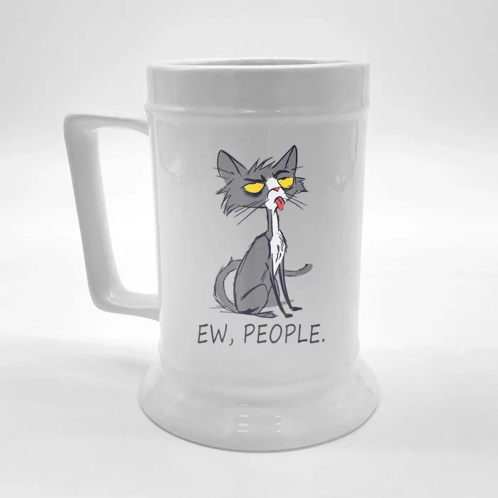 Funny Cat Ew People Meowy Cat Lovers Front & Back Beer Stein