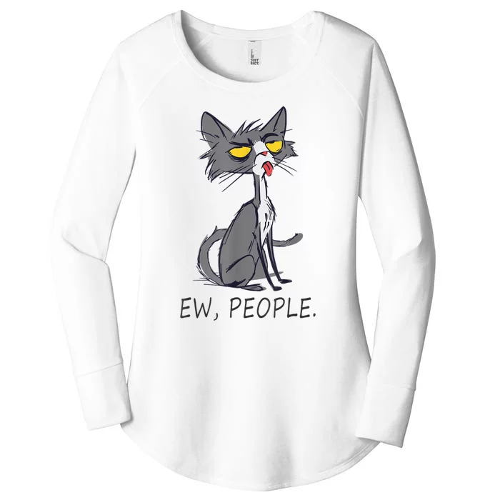 Funny Cat Ew People Meowy Cat Lovers Women's Perfect Tri Tunic Long Sleeve Shirt