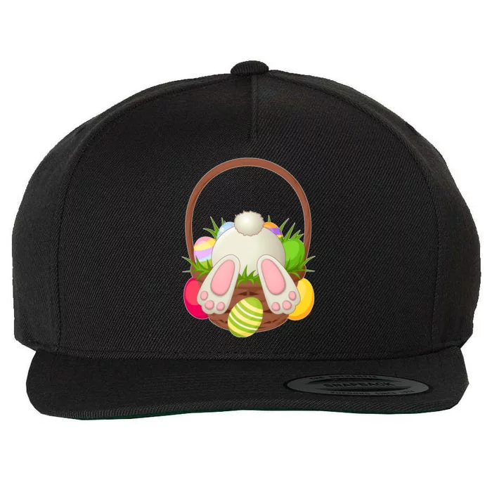 Funny Cute Easter Bunny Bottom Basket Easter Eggs Wool Snapback Cap