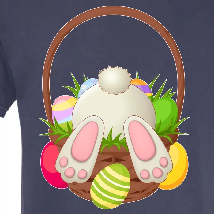 Funny Cute Easter Bunny Bottom Basket Easter Eggs Garment-Dyed Heavyweight T-Shirt