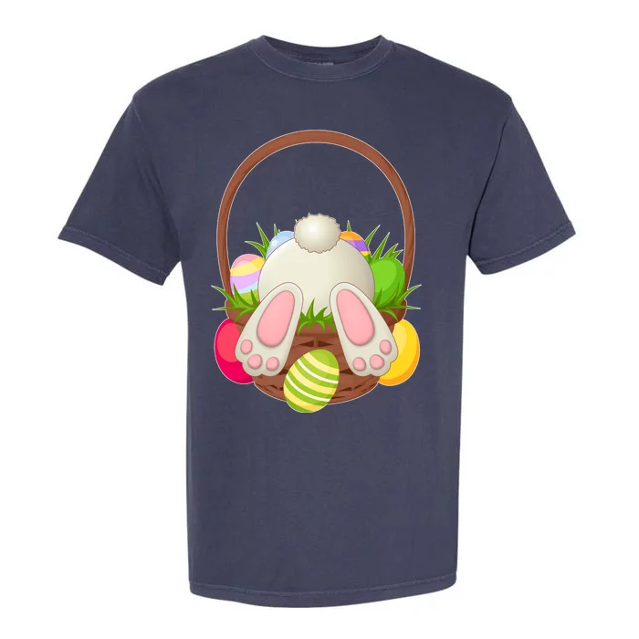 Funny Cute Easter Bunny Bottom Basket Easter Eggs Garment-Dyed Heavyweight T-Shirt