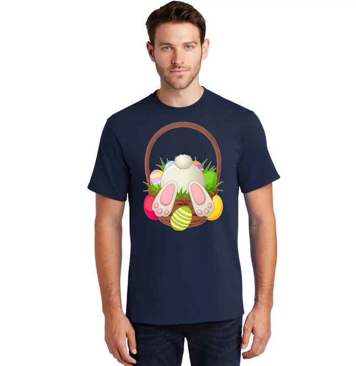 Funny Cute Easter Bunny Bottom Basket Easter Eggs Tall T-Shirt