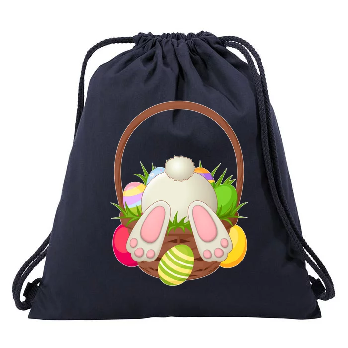 Funny Cute Easter Bunny Bottom Basket Easter Eggs Drawstring Bag