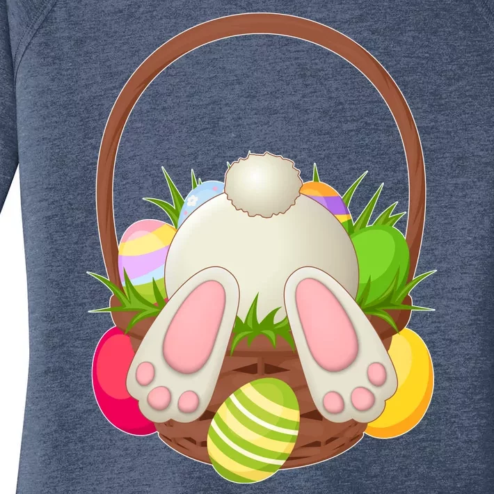 Funny Cute Easter Bunny Bottom Basket Easter Eggs Women's Perfect Tri Tunic Long Sleeve Shirt