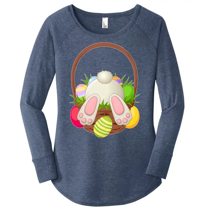 Funny Cute Easter Bunny Bottom Basket Easter Eggs Women's Perfect Tri Tunic Long Sleeve Shirt