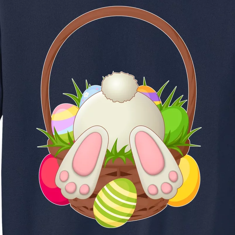 Funny Cute Easter Bunny Bottom Basket Easter Eggs Tall Sweatshirt