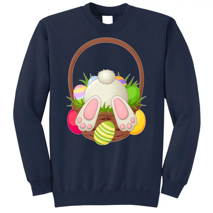 Funny Cute Easter Bunny Bottom Basket Easter Eggs Tall Sweatshirt