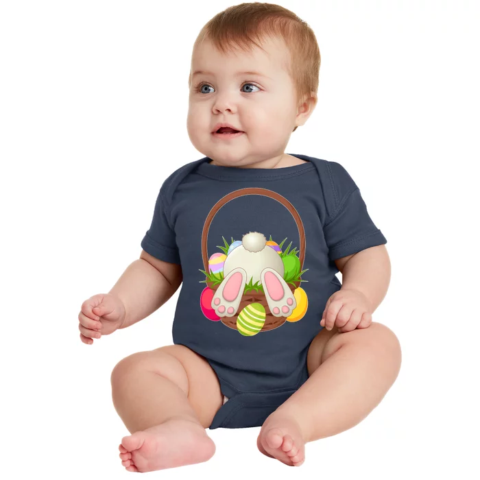 Funny Cute Easter Bunny Bottom Basket Easter Eggs Baby Bodysuit