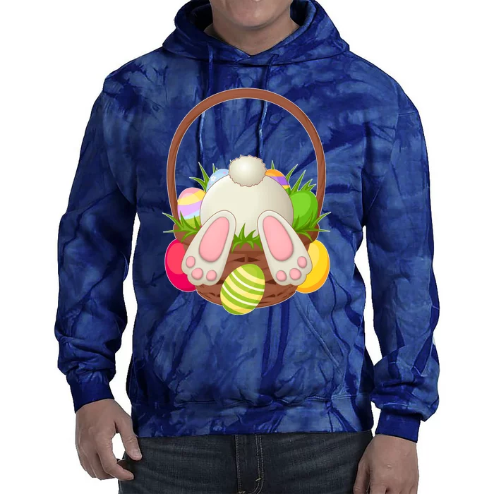 Funny Cute Easter Bunny Bottom Basket Easter Eggs Tie Dye Hoodie