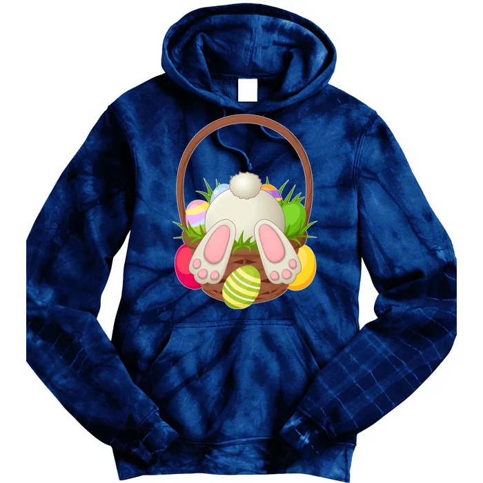 Funny Cute Easter Bunny Bottom Basket Easter Eggs Tie Dye Hoodie