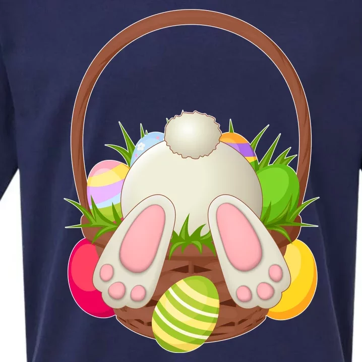 Funny Cute Easter Bunny Bottom Basket Easter Eggs Sueded Cloud Jersey T-Shirt