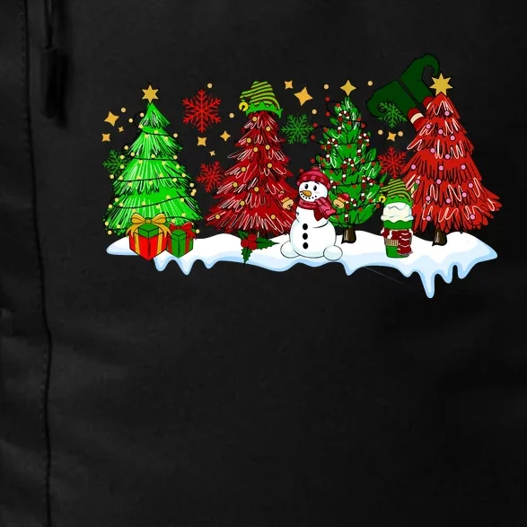 Funny Christmas Elf In Tree With Snowman Scene Daily Commute Backpack