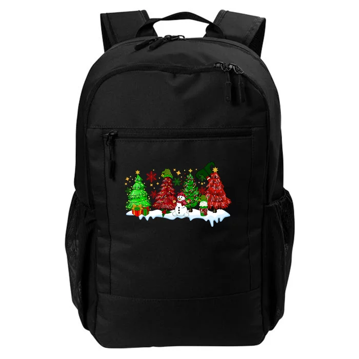 Funny Christmas Elf In Tree With Snowman Scene Daily Commute Backpack