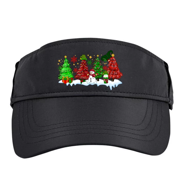 Funny Christmas Elf In Tree With Snowman Scene Adult Drive Performance Visor