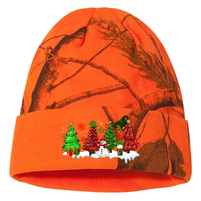 Funny Christmas Elf In Tree With Snowman Scene Kati - 12in Camo Beanie