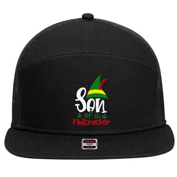 Funny Christmas Elf Son Of A Nutcracker 7 Panel Mesh Trucker Snapback Hat