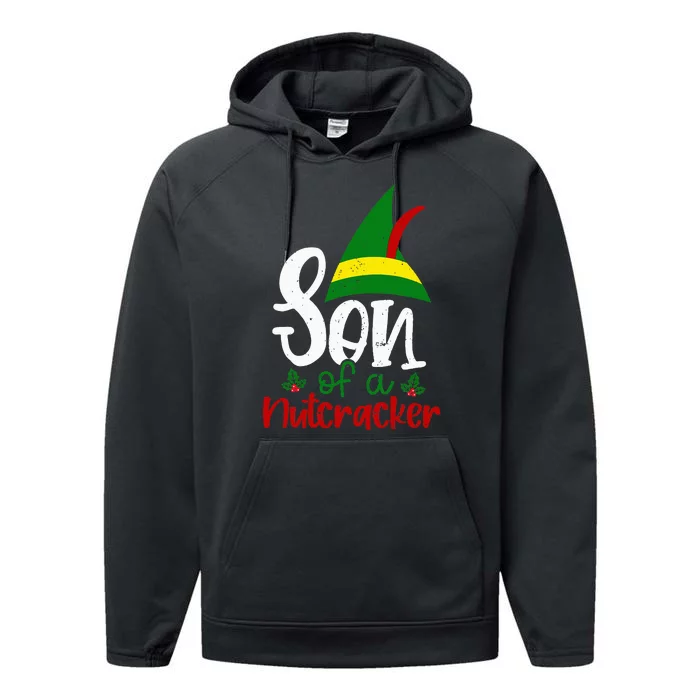 Funny Christmas Elf Son Of A Nutcracker Performance Fleece Hoodie