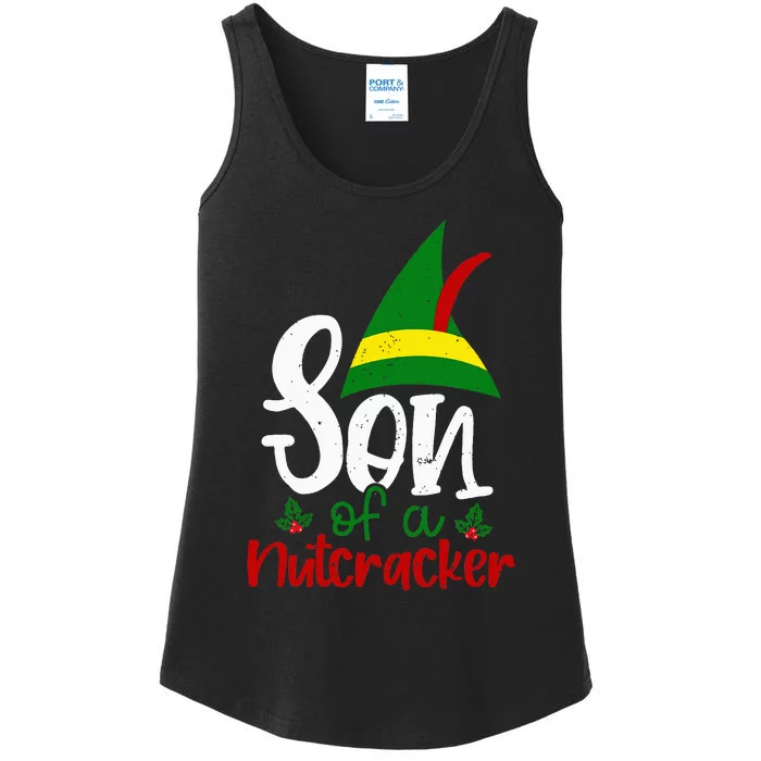 Funny Christmas Elf Son Of A Nutcracker Ladies Essential Tank