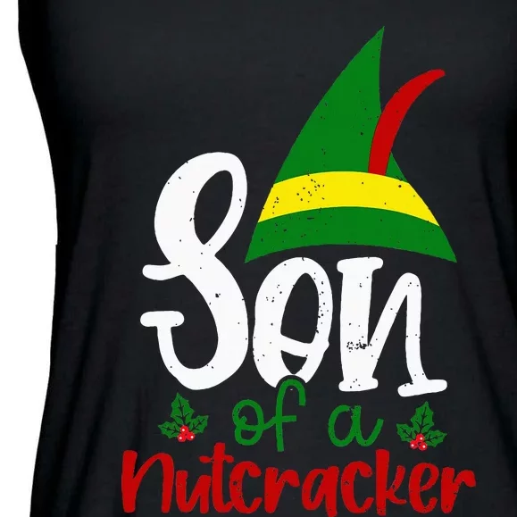 Funny Christmas Elf Son Of A Nutcracker Ladies Essential Flowy Tank