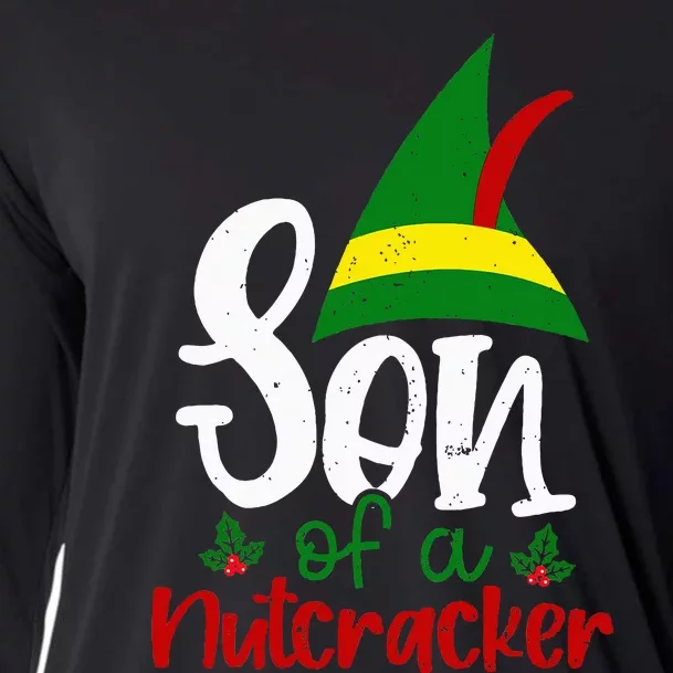 Funny Christmas Elf Son Of A Nutcracker Cooling Performance Long Sleeve Crew