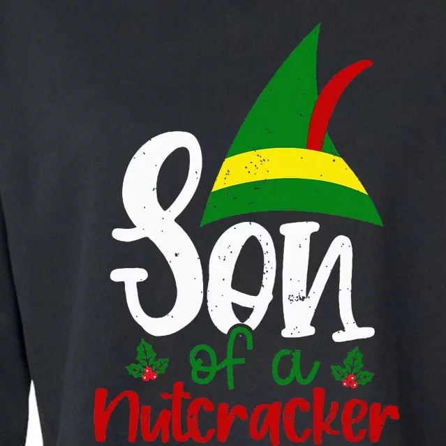 Funny Christmas Elf Son Of A Nutcracker Cropped Pullover Crew