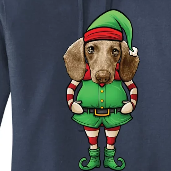 Funny Christmas Elf Dachshund Dog Doxie Gift Women's Pullover Hoodie