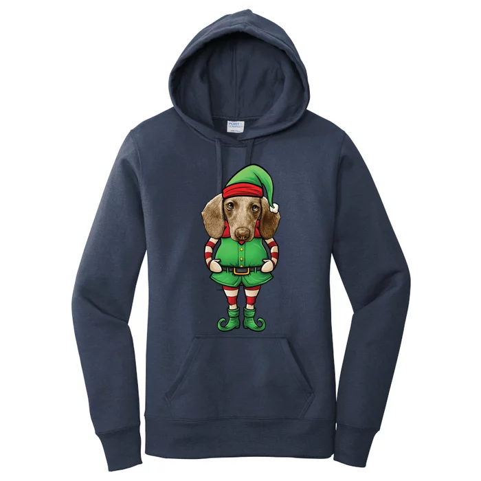 Funny Christmas Elf Dachshund Dog Doxie Gift Women's Pullover Hoodie