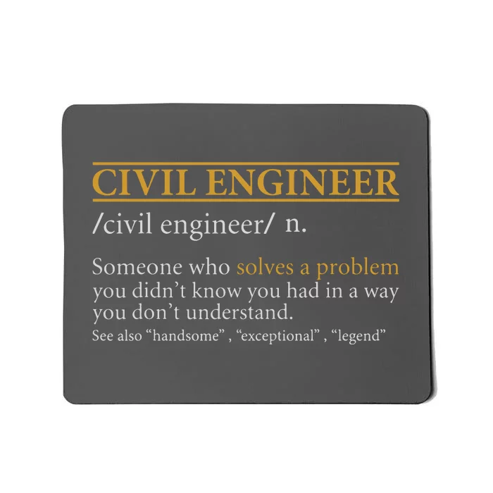 Funny CIVIL ENGINEER Definition Birthday Or Christmas Mousepad