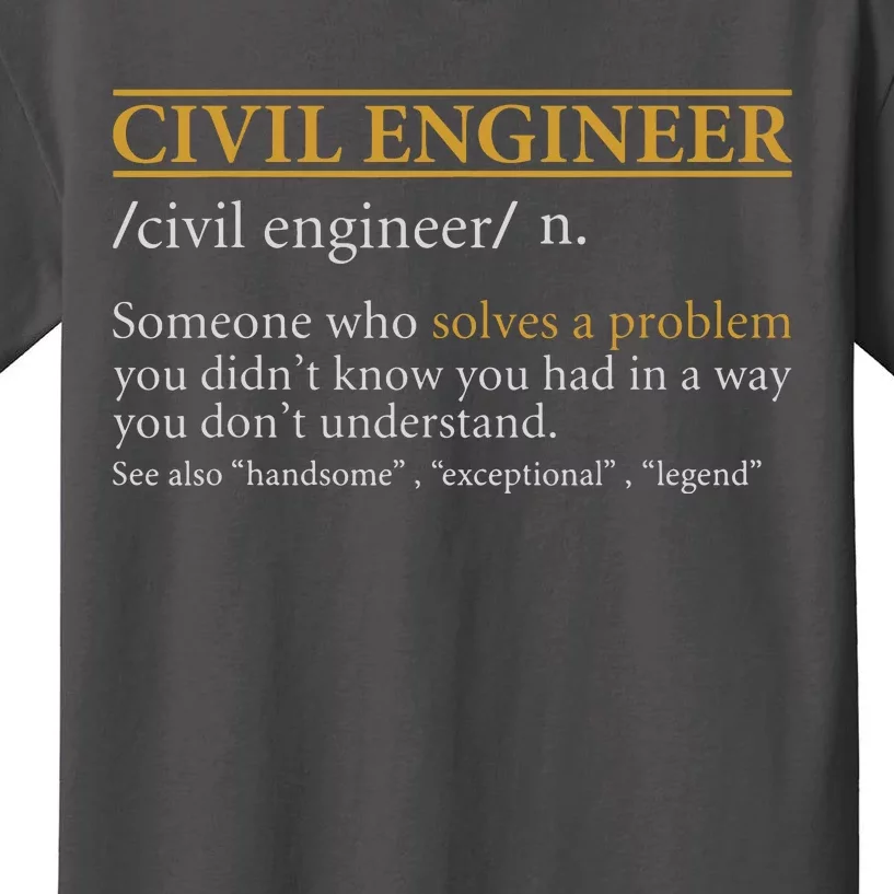 Funny CIVIL ENGINEER Definition Birthday Or Christmas Kids T-Shirt