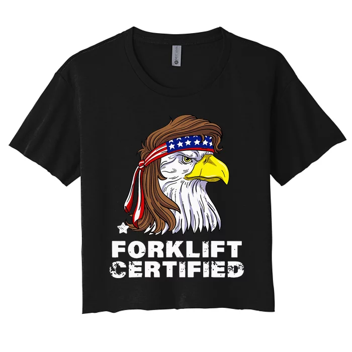 Forklift Certified Eagle Mullet Usa Fork Lift Forklift Women's Crop Top Tee