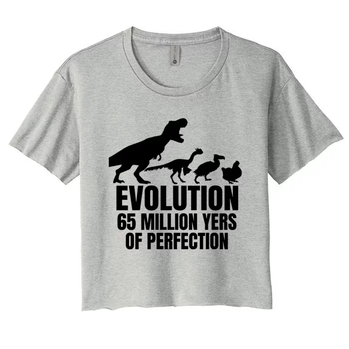 Funny Chicken Evolution Farmer Dinosaur Tcool Giftrex Funny Hen Gift Women's Crop Top Tee