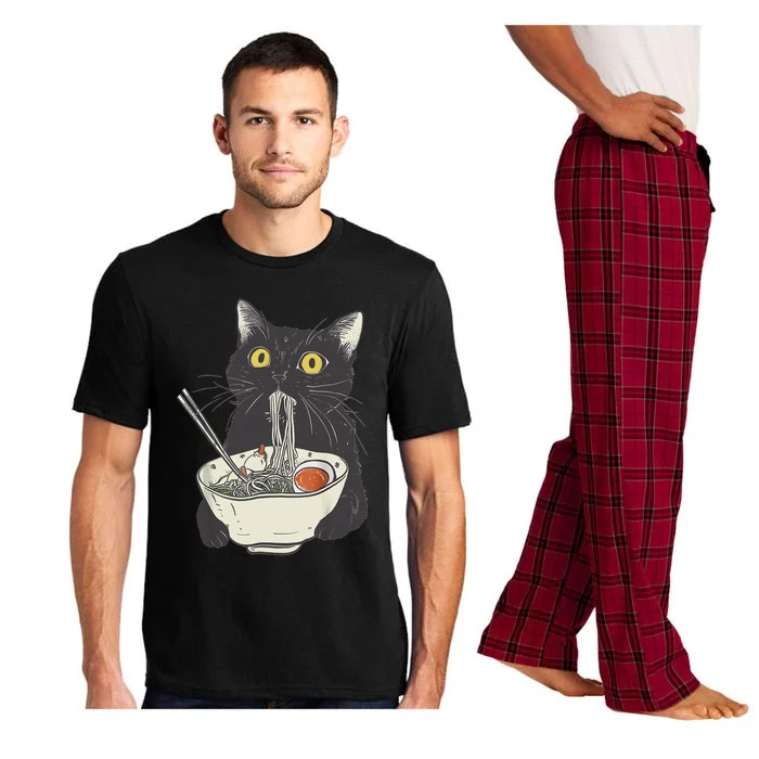 Funny Cat Eating Ramen Vintage Japanese Noodles Pajama Set