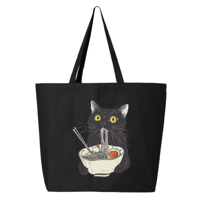 Funny Cat Eating Ramen Vintage Japanese Noodles 25L Jumbo Tote