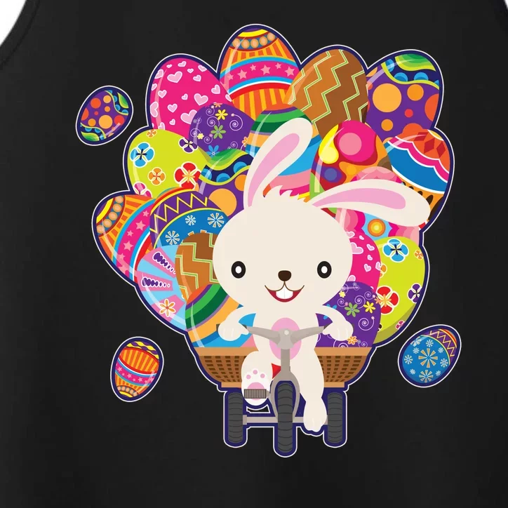 Funny Cute Easter Bunny On Bike Delivering Easter Eggs Performance Tank