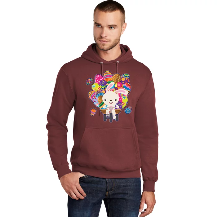 Funny Cute Easter Bunny On Bike Delivering Easter Eggs Hoodie