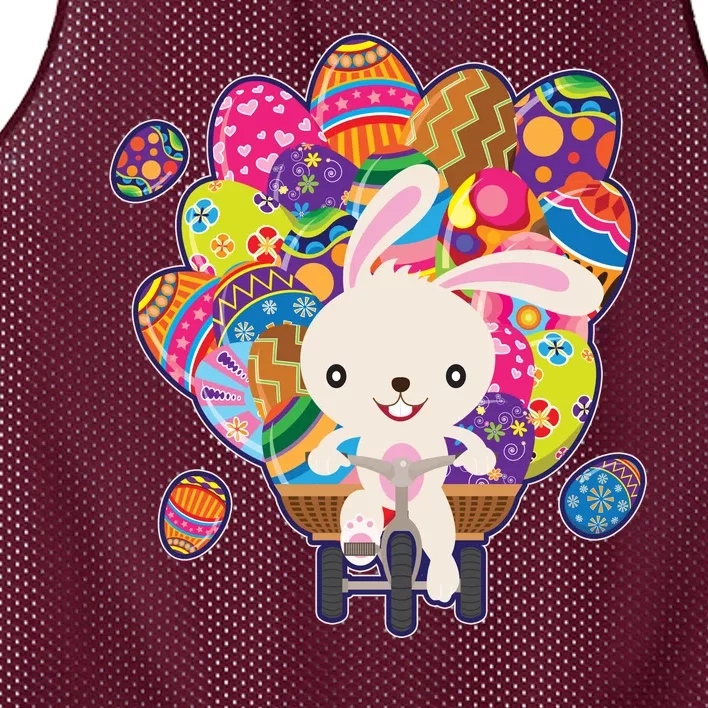 Funny Cute Easter Bunny On Bike Delivering Easter Eggs Mesh Reversible Basketball Jersey Tank