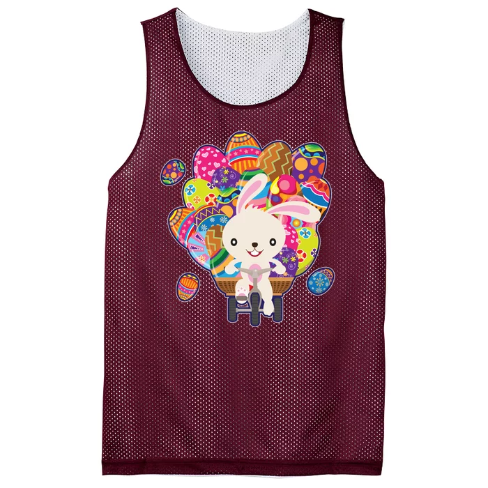 Funny Cute Easter Bunny On Bike Delivering Easter Eggs Mesh Reversible Basketball Jersey Tank