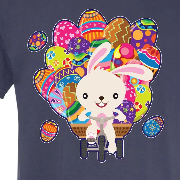 Funny Cute Easter Bunny On Bike Delivering Easter Eggs Garment-Dyed Heavyweight T-Shirt