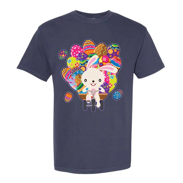 Funny Cute Easter Bunny On Bike Delivering Easter Eggs Garment-Dyed Heavyweight T-Shirt