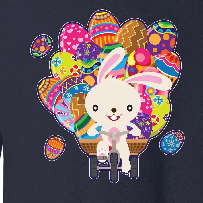 Funny Cute Easter Bunny On Bike Delivering Easter Eggs Toddler Sweatshirt