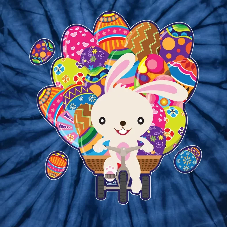 Funny Cute Easter Bunny On Bike Delivering Easter Eggs Tie-Dye T-Shirt