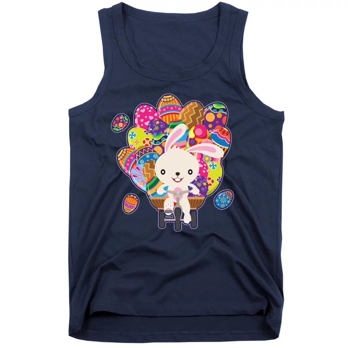 Funny Cute Easter Bunny On Bike Delivering Easter Eggs Tank Top