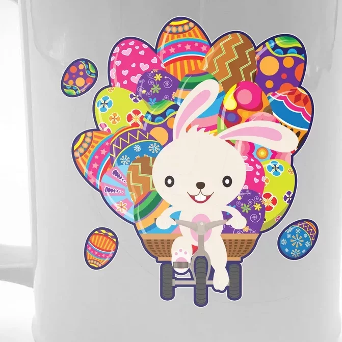 Funny Cute Easter Bunny On Bike Delivering Easter Eggs Front & Back Beer Stein