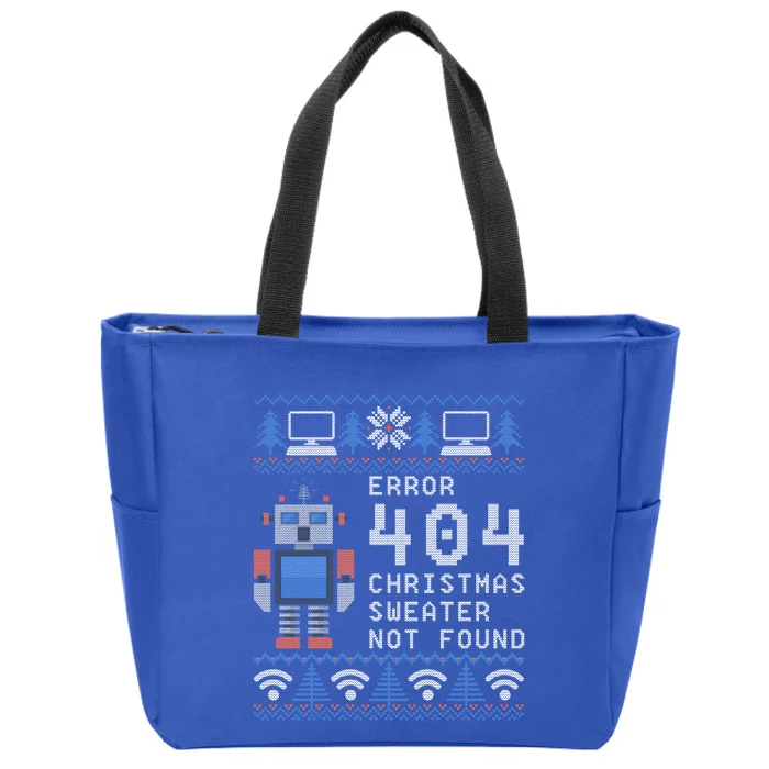 Funny Computer Error 404 Sweater Not Found Ugly Christmas Funny Gift Zip Tote Bag